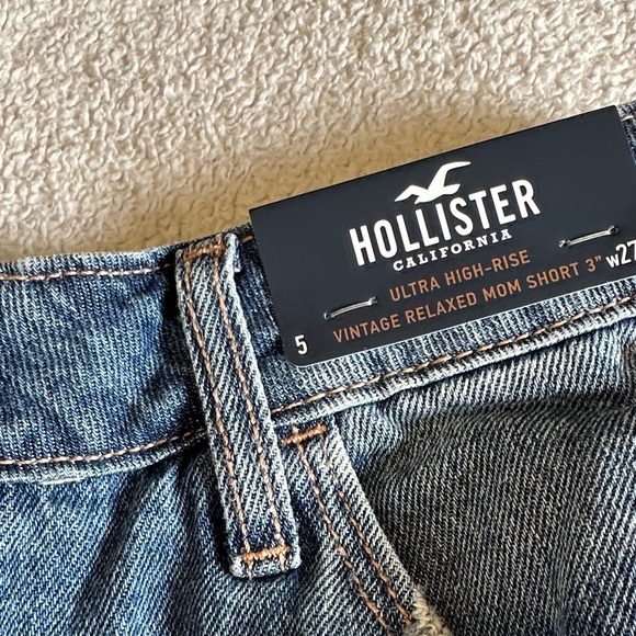 Hollister Blue Ripped Denim Shorts - Picture 2 of 8